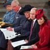 Kate Middleton, duchesse de Cambridge, le prince William, duc de Cambridge, Camilla Parker Bowles, duc hesse de Cornouailles, le prince Charles et la reine Elisabeth II d'Angleterre - La famille royale d'Angleterre lors de la cérémonie du Commonwealth en l'abbaye de Westminster à Londres. Le 9 mars 2020.