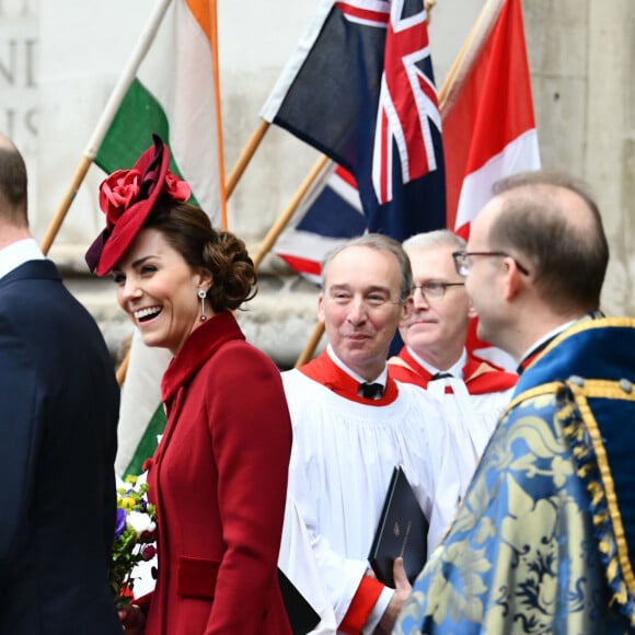 Le prince William, duc de Cambridge, et Kate Middleton, duchesse de Cambridge - La famille royale d'Angleterre à la sortie de la cérémonie du Commonwealth en l'abbaye de Westminster à Londres. Le 9 mars 2020.