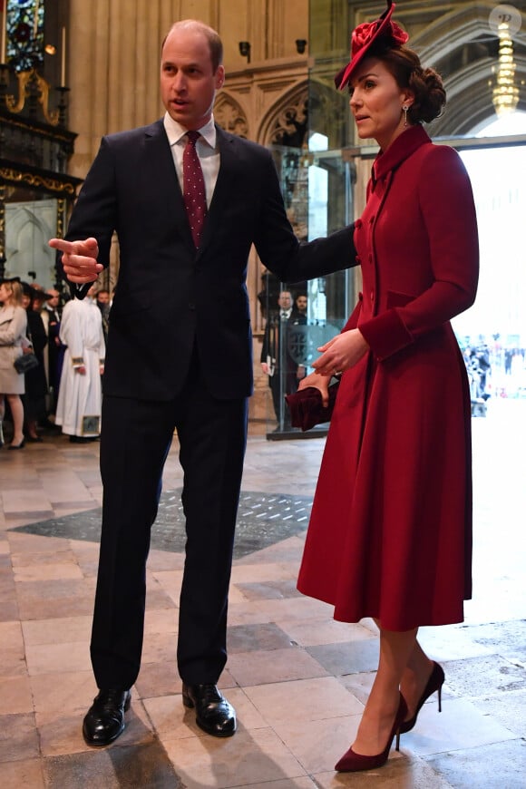 Le prince William, duc de Cambridge, et Kate Middleton, duchesse de Cambridge - La famille royale d'Angleterre lors de la cérémonie du Commonwealth en l'abbaye de Westminster à Londres. Le 9 mars 2020.