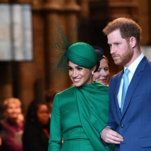 Meghan Markle, duchesse de Sussex, et le prince Harry, duc de Sussex - La famille royale d'Angleterre à la sortie de la cérémonie du Commonwealth en l'abbaye de Westminster à Londres. Le 9 mars 2020.