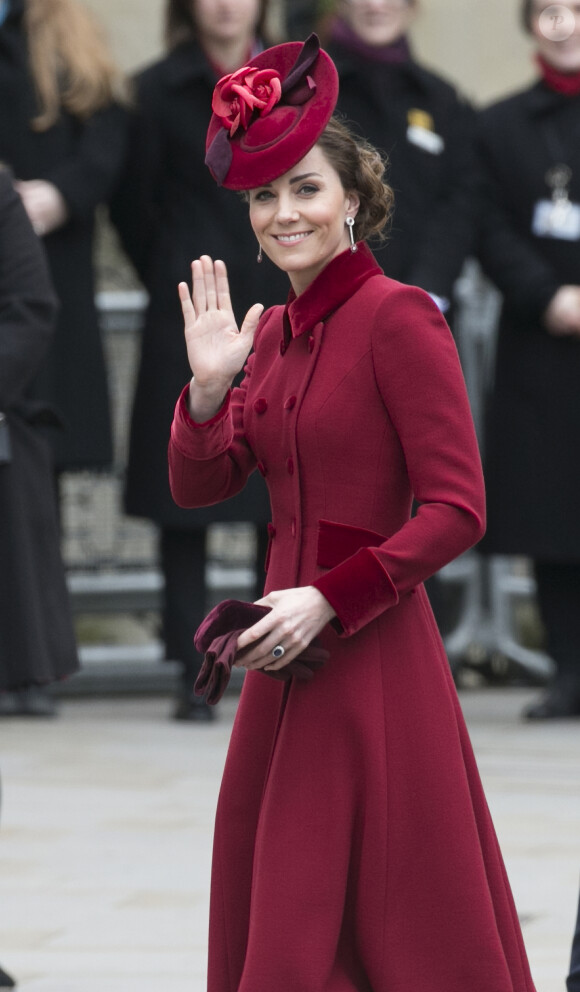 Kate Middleton, duchesse de Cambridge - La famille royale d'Angleterre à son arrivée à la cérémonie du Commonwealth en l'abbaye de Westminster à Londres. Le 9 mars 2020.