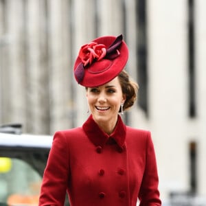 Kate Middleton, duchesse de Cambridge - La famille royale d'Angleterre à son arrivée à la cérémonie du Commonwealth en l'abbaye de Westminster à Londres. Le 9 mars 2020.