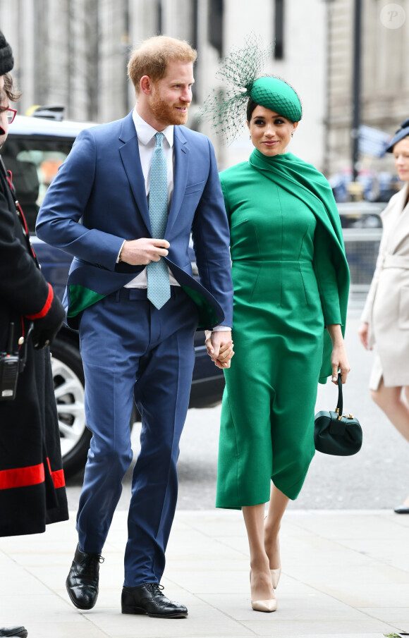 Le prince Harry, duc de Sussex, et Meghan Markle, duchesse de Sussex - La famille royale d'Angleterre à son arrivée à la cérémonie du Commonwealth en l'abbaye de Westminster à Londres. Le 9 mars 2020.