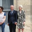 Emmanuelle Wargon, François de Rugy et sa femme Séverine Servat - Passation de pouvoir entre François de Rugy, ministre démissionnaire de la Transition Ecologique et Solidaire et Elisabeth Borne, nouvelle ministre de la Transition écologique et solidaire, chargée des Transports. Le e 17 juillet 2019 à Paris. © Kevin Domas / Panoramic / Bestimage