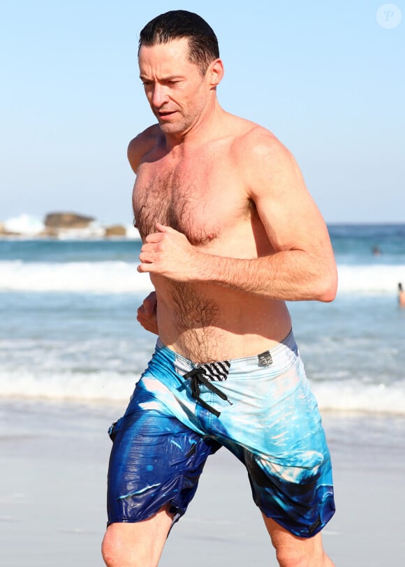Exclusif - Hugh Jackman est allé se baigner sur la plage de Bondi Beach à Sydney en Australie, le 4 août 2019.