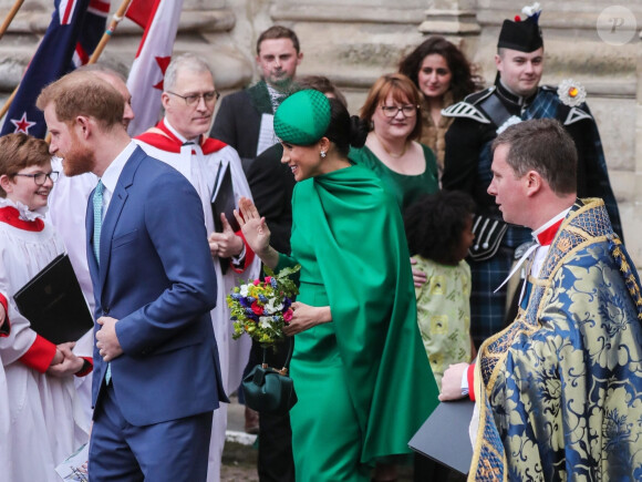 Le prince Harry et Meghan Markle lors de la cérémonie du Commonwealth Day en l'abbaye de Westminster à Londres, le 9 mars 2020.