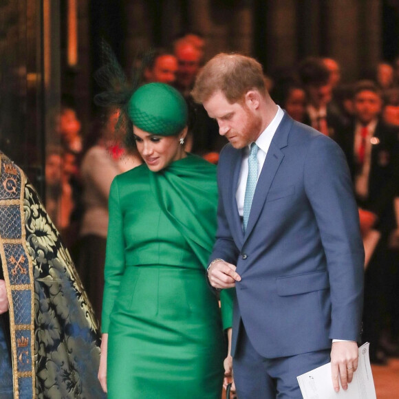 Le prince Harry et Meghan Markle lors de la cérémonie du Commonwealth Day en l'abbaye de Westminster à Londres, le 9 mars 2020.