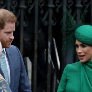 Le prince Harry et Meghan Markle lors de la cérémonie du Commonwealth Day en l'abbaye de Westminster à Londres, le 9 mars 2020.