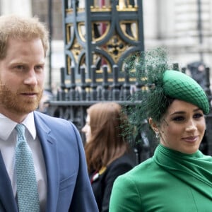 Le prince Harry et Meghan Markle lors de la cérémonie du Commonwealth Day en l'abbaye de Westminster à Londres, le 9 mars 2020.