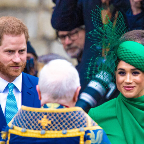 Le prince Harry et Meghan Markle lors de la cérémonie du Commonwealth Day en l'abbaye de Westminster à Londres, le 9 mars 2020.