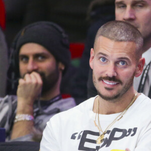 Matt Pokora (M. Pokora) et Tony Parker (Président ASVEL) - People au match de basket "ASVEL vs Boulogne Levallois Metropolitans" lors de la première demi-finale de Leaders Cup à la "Disney Events Arena" de Marne-la-Vallée, le 15 février 2020. Les Metropolitans de Boulogne-Levallois ont battu Cholet 82 à 74. © Gwendoline Le Goff / Panoramic / Bestimage