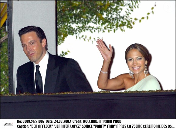 Jennifer Lopez et Ben Affleck en 2003 à Los Angeles.
