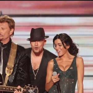 Jenifer et Pascal Obispo chantent ensemble à la télévision. 15/02/2008 - Paris