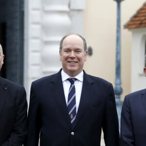 Exclusif - Le prince Albert II de Monaco lors de la présentation de l'Unité de Prévention du cadre de Vie sur la place du palais à Monaco le 13 mars 2020. © Jean-François Ottonello / Nice Matin /Bestimage