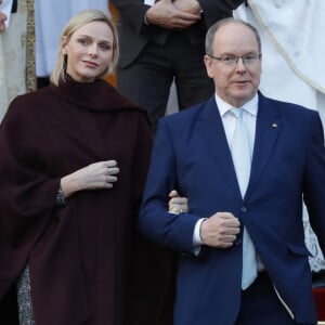 Exclusif - Le prince Albert II de Monaco et la princesse Charlene lors de l'ordination du nouvel archevêque de la Principauté de Monaco, Dominique Marie David, à Monaco le 8 mars 2019. Monseigneur Dominique Marie David remplace Monseigneur Bernard Barsi en poste à Monaco depuis l'an 2000. © Claudia Albuquerque/ Bestimage