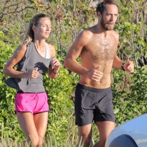 Exclusif - James Middleton et Alizee Thevenet font leur jogging matinal à Saint-Barthélemy. Le 5 janvier 2019.