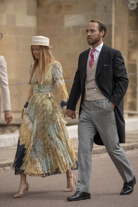 James Middleton et sa compagne Alizee Thevenet - Mariage de Lady Gabriella Windsor avec Thomas Kingston dans la chapelle Saint-Georges du château de Windsor le 18 mai 2019.