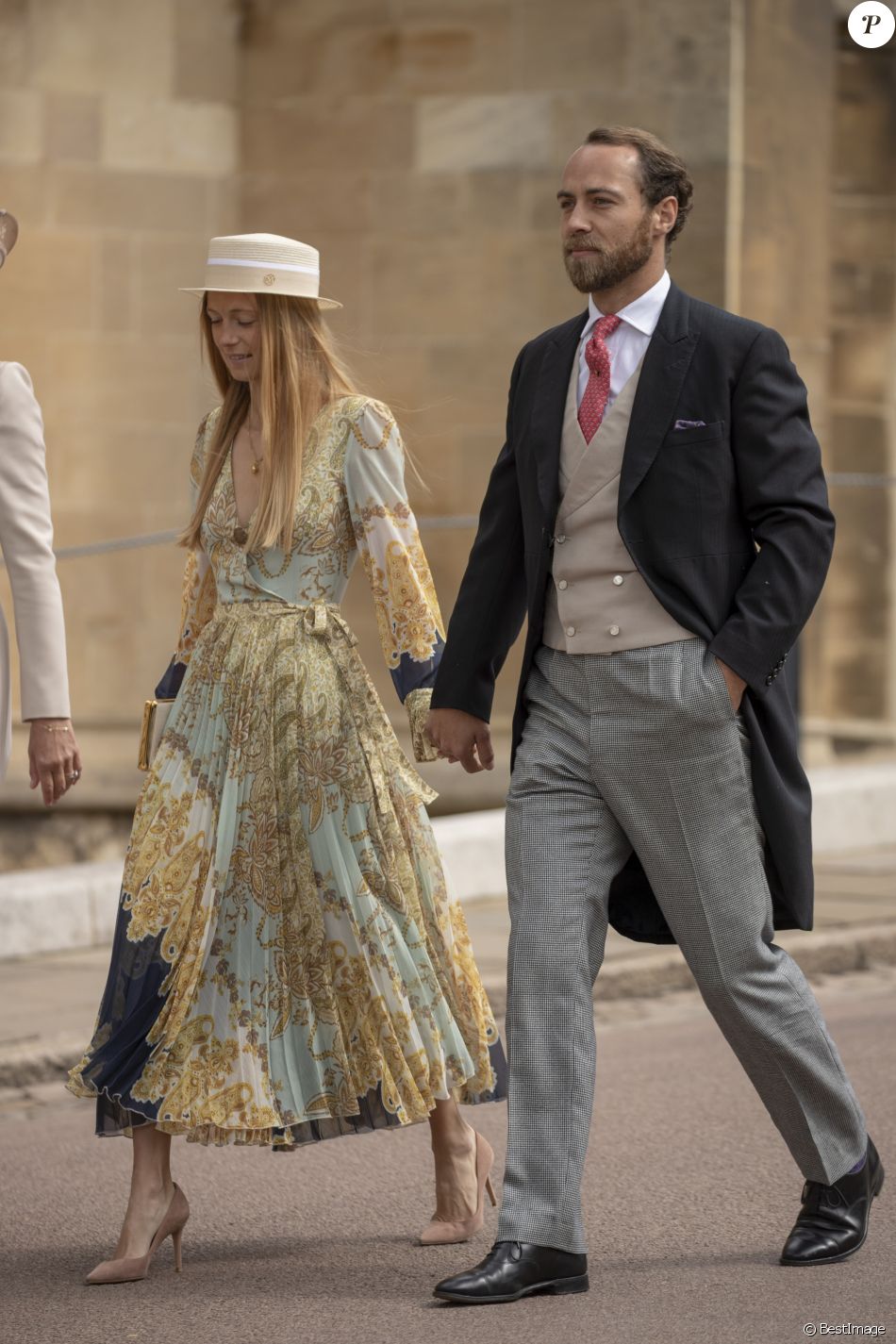 James Middleton et sa compagne Alizee Thevenet - Mariage de Lady Gabriella Windsor avec Thomas Kingston dans la chapelle Saint-Georges du château de Windsor le 18 mai 2019.