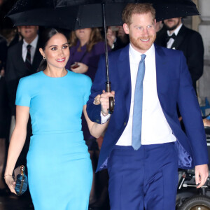 Le prince Harry, duc de Sussex, et Meghan Markle, duchesse de Sussex arrivent à la cérémonie des Endeavour Fund Awards au Mansion House à Londres, Royaume Uni, le 5 mars 2020.