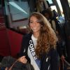Eva Colas (Miss Corse 2017) arrive à l'aéroport de Paris-Charles-de-Gaulle (CDG) avec les 30 candidates à l'élection Miss France 2018. Les 30 candidates prennent un vol pour Los Angeles. Paris, le 19 novembre 2017.