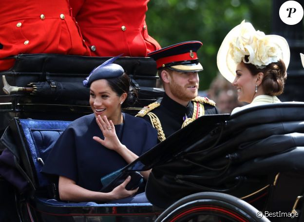 Le prince Harry, Meghan Markle et Kate Middleton - La parade Trooping the Colour 2019, célébrant le 93ème anniversaire de la reine Elisabeth II, au palais de Buckingham, Londres, le 8 juin 2019.