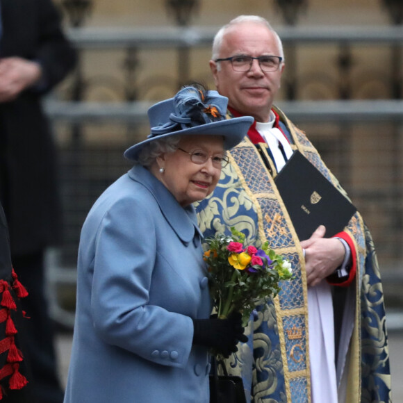 La reine Elisabeth II d'Angleterre - La famille royale d'Angleterre lors de la cérémonie du Commonwealth en l'abbaye de Westminster à Londres, le 9 mars 2020.