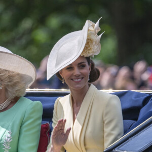 Meghan markle , duchesse de Sussex, Catherine (Kate) Middleton, duchesse de Cambridge, Camilla Parker Bowles, duchesse de Cornouailles - La parade Trooping the Colour 2019, célébrant le 93ème anniversaire de la reine Elisabeth II, au palais de Buckingham, Londres, le 8 juin 2019.