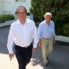 Exclusif - Au lendemain de son 60ème anniversaire, François Hollande est venu embrasser son père Georges Gustave Hollande, 91 ans, dans sa résidence à Cannes. Le 13 août 2014.