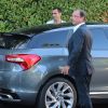 Exclusif - François Hollande, son père Georges Gustave Hollande et Valérie Trierweiler à la résidence Montrose à Cannes, le 15 août 2014.
