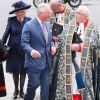 Le prince Charles, prince de Galles, et Camilla Parker Bowles, duchesse de Cornouailles - La famille royale d'Angleterre à la sortie de la cérémonie du Commonwealth en l'abbaye de Westminster à Londres, le 9 mars 2020.