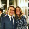 Le président Emmanuel Macron et Clare Waight Keller (Givenchy) lors du dîner offert par le président de la République et madame Brigitte Macron en l'honneur de la création et à l'occasion de la semaine de la mode, au palais de l'Élysée. Paris, le 24 février 2020.