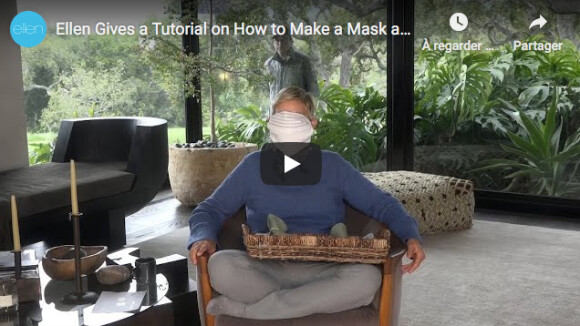Le tuto d'Ellen DeGeneres pour fabriquer un masque, sur YouTube, le 14 avril 2020.