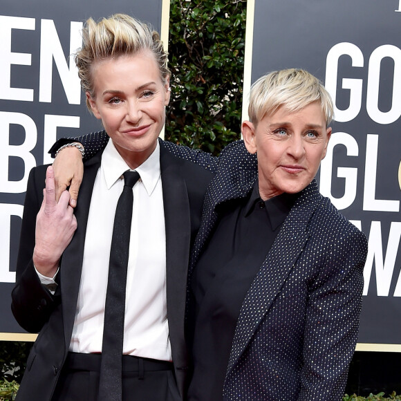 Portia de Rossi et sa femme Ellen DeGeneres - Photocall de la 77ème cérémonie annuelle des Golden Globe Awards au Beverly Hilton Hotel à Los Angeles, le 5 janvier 2020.