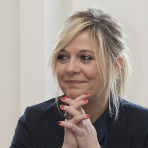 Flavie Flament lors de la remise du rapport de la mission de consensus sur les délais de prescription applicables aux crimes sexuels commis sur les mineurs au ministère à Paris, le 10 avril 2017.10/04/2017 - Paris