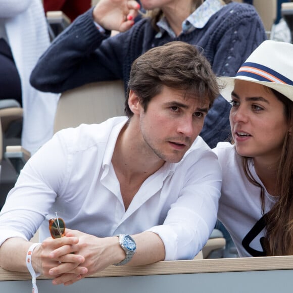 Anouchka Delon et son compagnon Julien Dereims - Célébrités dans les tribunes des internationaux de France de tennis de Roland Garros à Paris, France, le 8 juin 2019. © Jacovides / Moreau/Bestimage