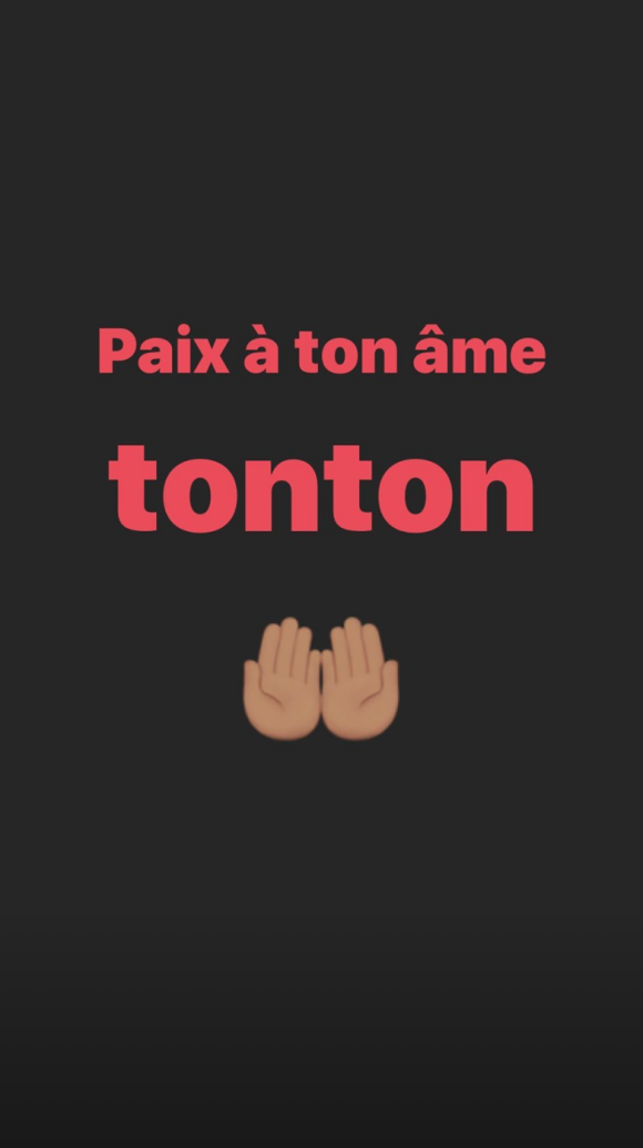 Dans sa story Instagram du lundi 27 avril 2020, Amel Bent annonce la mort de son oncle.