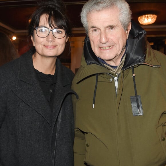 Exclusif - Claude Lelouch et sa compagne Valérie Perrin - Jean-Louis Trintignant célèbre ses 88 ans sur la scène du théâtre de la Porte Saint-Martin ou il lit des poèmes de Prévert, Vian, Leprest ou encore Apollinaire à Paris le 11 décembre 2018. © Coadic Guirec/Bestimage