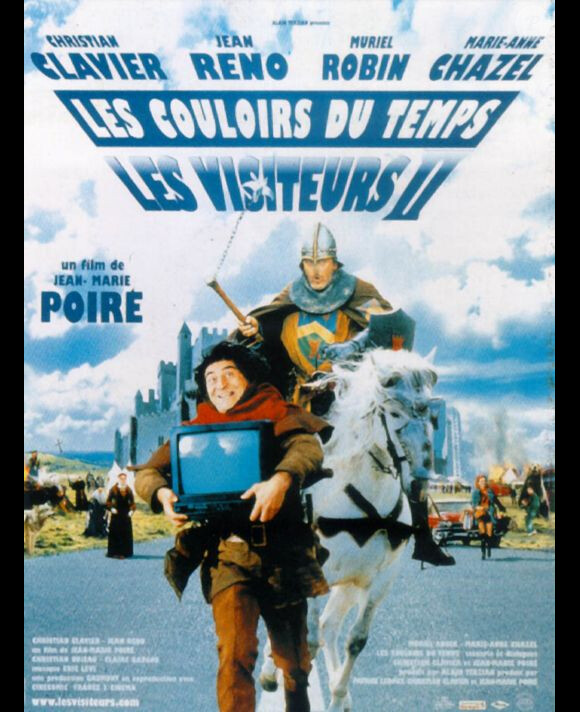 Christian Clavier et Jean Reno dans le film "Les couloirs du temps : Les Visiteurs 2". 1998.
