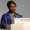 Sibeth Ndiaye, porte-parole du gouvernement lors du compte-rendu du conseil des ministres du 22 avril 2020, à Marigny, dépendance du palais de l'Elysée, Paris, France. © Stéphane Lemouton / Bestimage