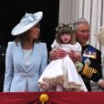 Michael et Carole Middleton avec le prince Charles et son épouse Camilla au balcon du palais de Buckingham après le mariage du prince William et Kate Middleton le 29 avril 2011.
