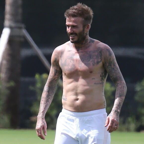 David Beckham - Le clan Beckham va jouer au football à Miami. L'équipe de Daavid Beckham , l'Inter Miami devait jouer son premier match ce week-end, mais tout est annulé à cause de l'épidémie de coronavirus Covid19 . Miami, le 14 mars 2020.