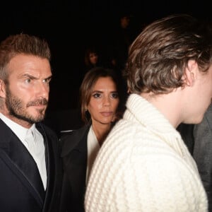 David Beckham, Brooklyn Beckham, Victoria Beckham - Front row du défilé de mode Homme automne-hiver 2020/2021 Dior Homme lors de la fashion week à Paris. Le 17 janvier 2020 © Veeren - Christophe Clovis / Bestimage