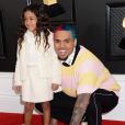Chris Brown et sa fille Royalty assistent à la 62ème soirée annuelle des Grammy Awards, au Staples Center. Los Angeles, le 26 janvier 2020.