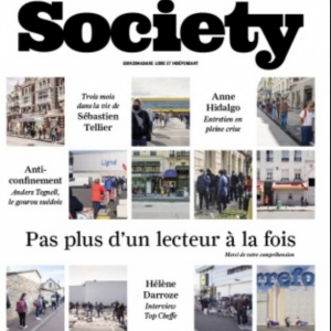 Couverture du nouveau numéro du magazine "Society" paru le 28 mai 2020