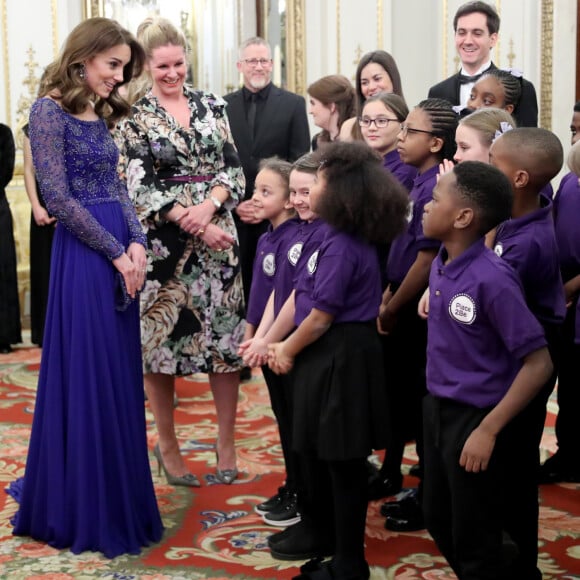 Kate Middleton, duchesse de Cambridge, assiste au dîner de gala à l'occasion du 25 ème anniversaire de l'association caritative "Place2Be" à Buckingham Palace à Londres, le 9 mars 2020.