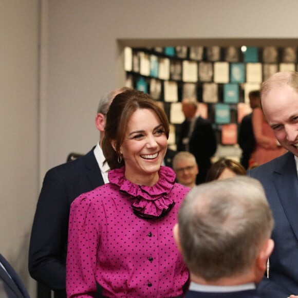 Le prince William, duc de Cambridge, et Kate Middleton, duchesse de Cambridge, reçus par le vice-Premier ministre de l'Irlande S. Coveney lors de leur visite officielle à Dublin, le 4 mars 2020.