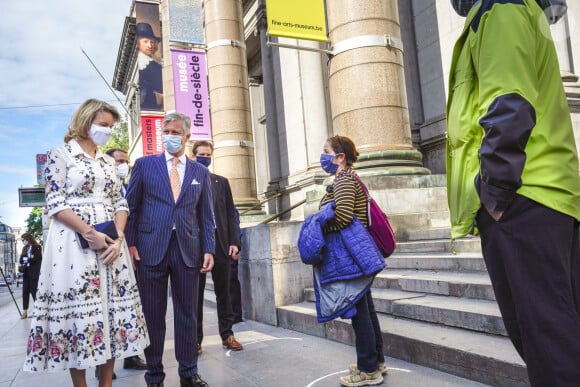 Le Roi Philippe de Belgique et la Reine Mathilde lors d'une visite des Musées Royaux des Beaux-arts de Belgique à Bruxelles. Belgique, Bruxelles, le 19 mai 2020.