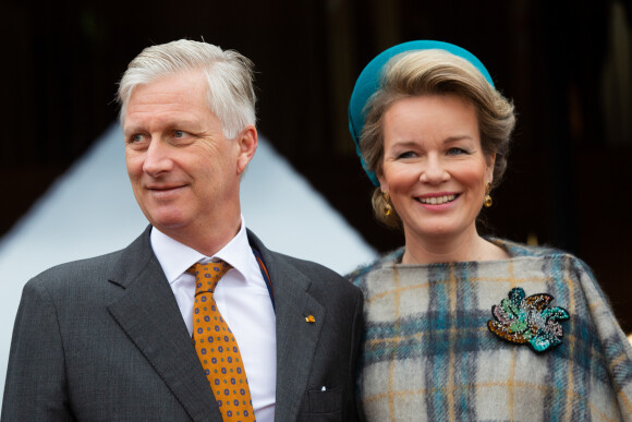 La reine Mathilde de Belgique, le roi Philippe de Belgique lors d'un lunch à bord du bateau M.S. Princesse Marie-Astrid lors d'une visite d'Etat au Grand- Duché de Luxembourg. Luxembourg, 17 octobre 2019.