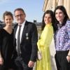 Exclusif - Christophe Dechavanne en famille avec ses filles Pauline et Ninon et sa compagne Elena Foïs - Christophe Dechavanne reçoit le grade d'Officier des Arts et des Lettres au Ministère de la Culture à Paris le 15 mai 2019. © Coadic Guirec / Bestimage