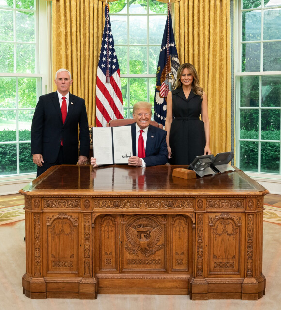 Donald J. Trump, Melania Trump et Mike Pence, le 2 juin 2020 à la Maison Blanche